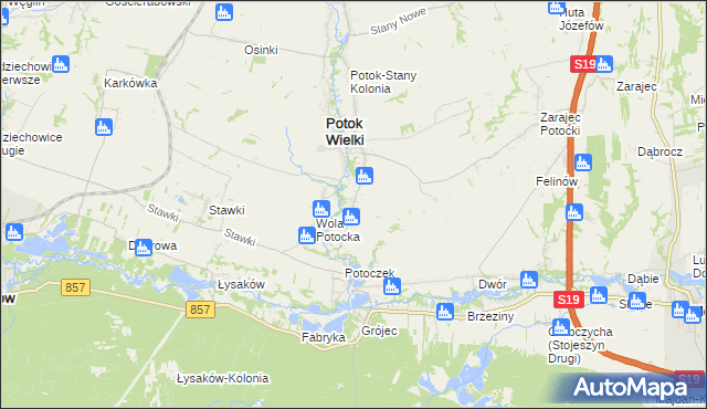 mapa Kolonia Potok Wielki, Kolonia Potok Wielki na mapie Targeo