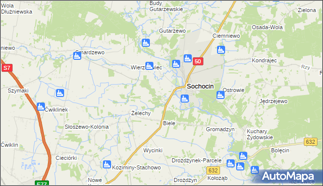 mapa Kolonia Sochocin, Kolonia Sochocin na mapie Targeo