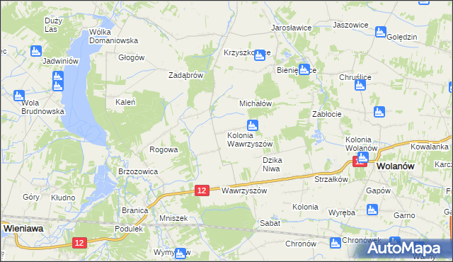 mapa Kolonia Wawrzyszów, Kolonia Wawrzyszów na mapie Targeo