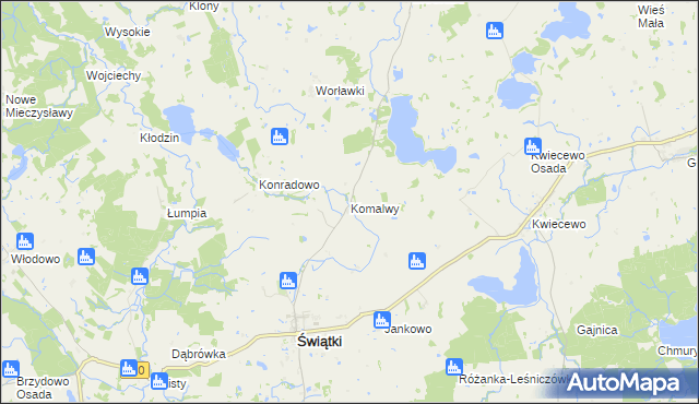 mapa Komalwy, Komalwy na mapie Targeo