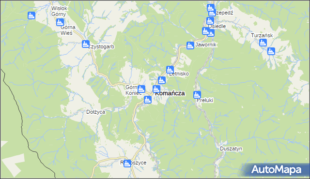 mapa Komańcza, Komańcza na mapie Targeo