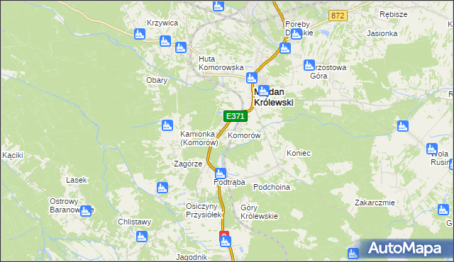 mapa Komorów gmina Majdan Królewski, Komorów gmina Majdan Królewski na mapie Targeo