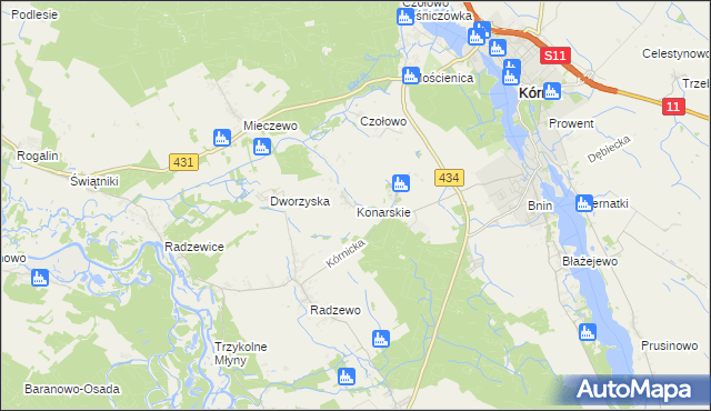 mapa Konarskie gmina Kórnik, Konarskie gmina Kórnik na mapie Targeo