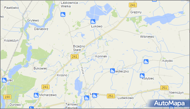 mapa Koninek gmina Wągrowiec, Koninek gmina Wągrowiec na mapie Targeo