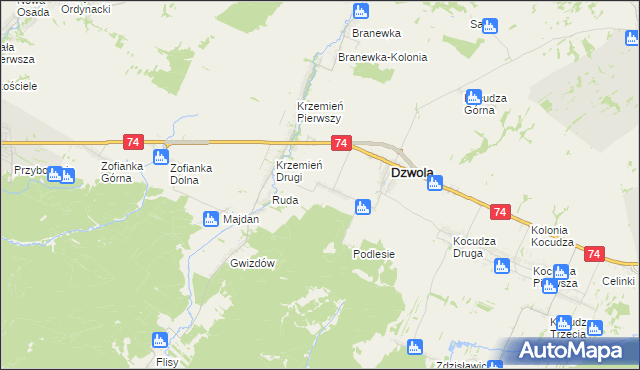 mapa Konstantów gmina Dzwola, Konstantów gmina Dzwola na mapie Targeo