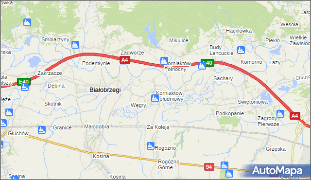mapa Korniaktów Południowy, Korniaktów Południowy na mapie Targeo