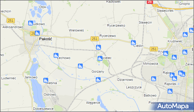 mapa Kościelec gmina Pakość, Kościelec gmina Pakość na mapie Targeo