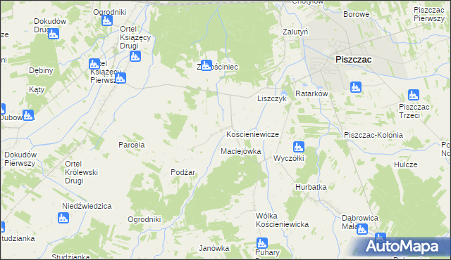 mapa Kościeniewicze, Kościeniewicze na mapie Targeo