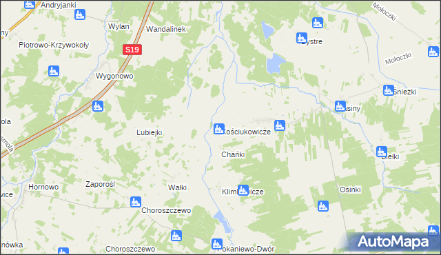 mapa Kościukowicze, Kościukowicze na mapie Targeo