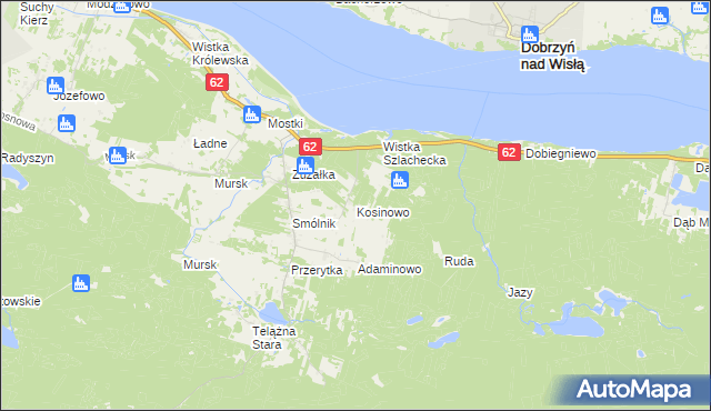 mapa Kosinowo gmina Włocławek, Kosinowo gmina Włocławek na mapie Targeo
