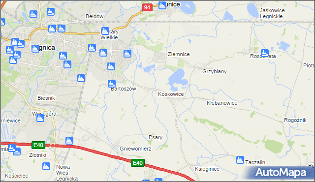 mapa Koskowice, Koskowice na mapie Targeo