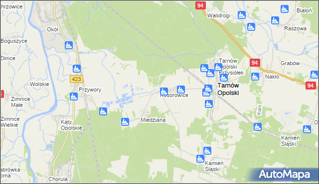 mapa Kosorowice, Kosorowice na mapie Targeo