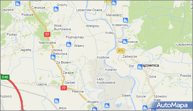 mapa Kostków, Kostków na mapie Targeo