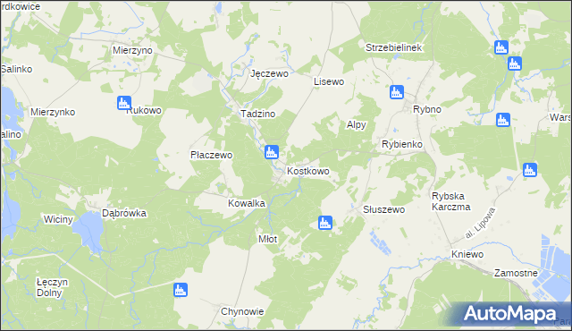 mapa Kostkowo gmina Gniewino, Kostkowo gmina Gniewino na mapie Targeo