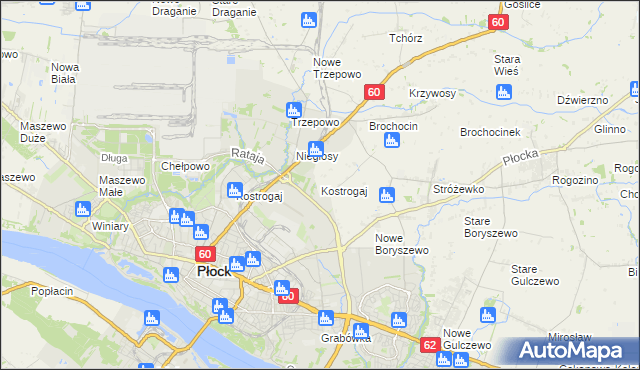 mapa Kostrogaj, Kostrogaj na mapie Targeo