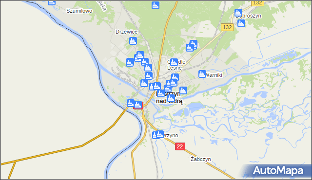 mapa Kostrzyn nad Odrą, Kostrzyn nad Odrą na mapie Targeo