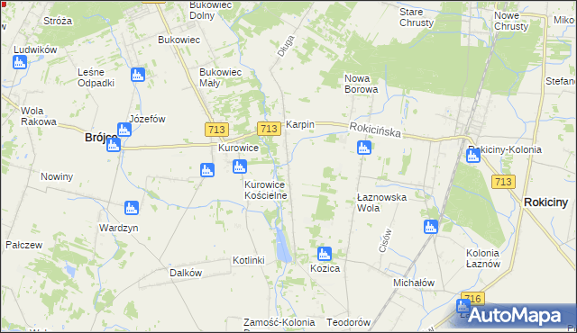 mapa Kotliny gmina Brójce, Kotliny gmina Brójce na mapie Targeo