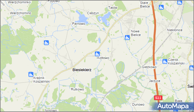 mapa Kotłowo gmina Biesiekierz, Kotłowo gmina Biesiekierz na mapie Targeo