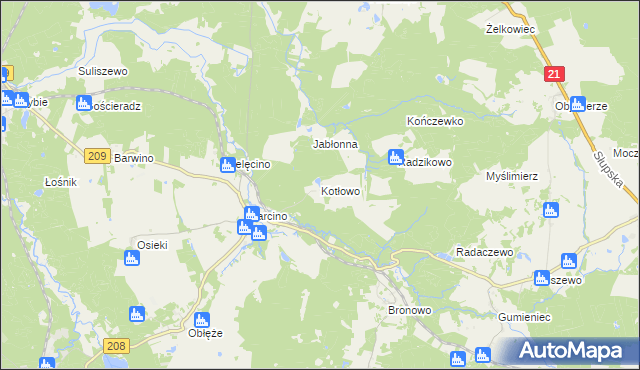 mapa Kotłowo gmina Kępice, Kotłowo gmina Kępice na mapie Targeo