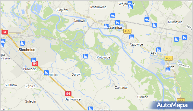 mapa Kotowice gmina Siechnice, Kotowice gmina Siechnice na mapie Targeo