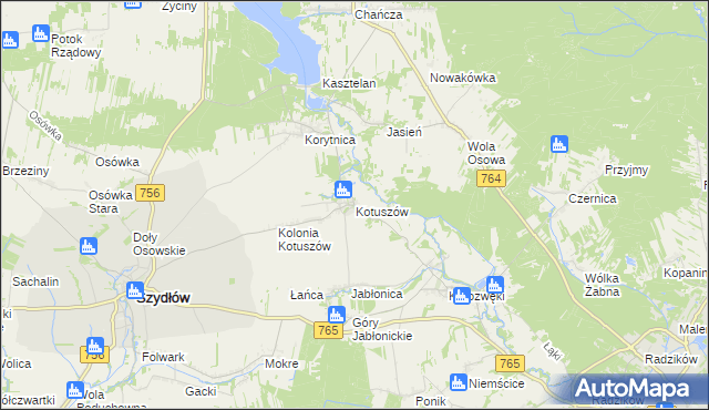 mapa Kotuszów gmina Szydłów, Kotuszów gmina Szydłów na mapie Targeo
