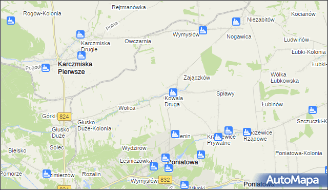 mapa Kowala Druga, Kowala Druga na mapie Targeo