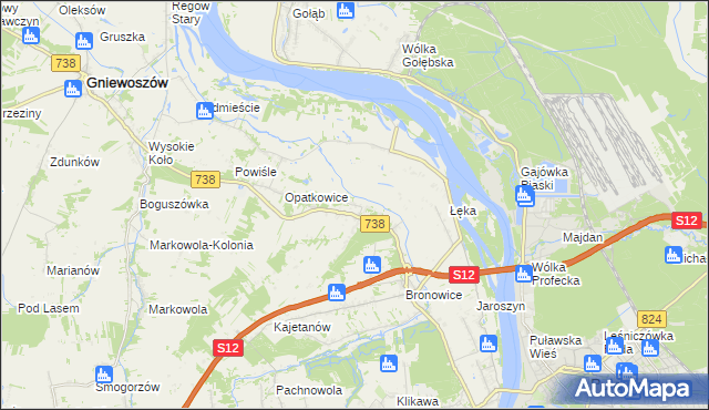 mapa Kowala gmina Puławy, Kowala gmina Puławy na mapie Targeo