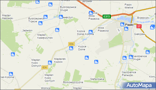 mapa Kozice Dolne, Kozice Dolne na mapie Targeo