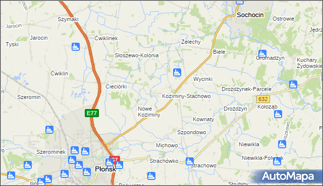 mapa Koziminy-Stachowo, Koziminy-Stachowo na mapie Targeo