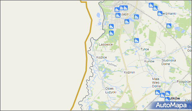 mapa Koźlice gmina Zgorzelec, Koźlice gmina Zgorzelec na mapie Targeo