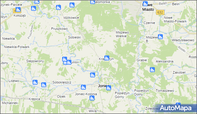 mapa Krajęczyn, Krajęczyn na mapie Targeo