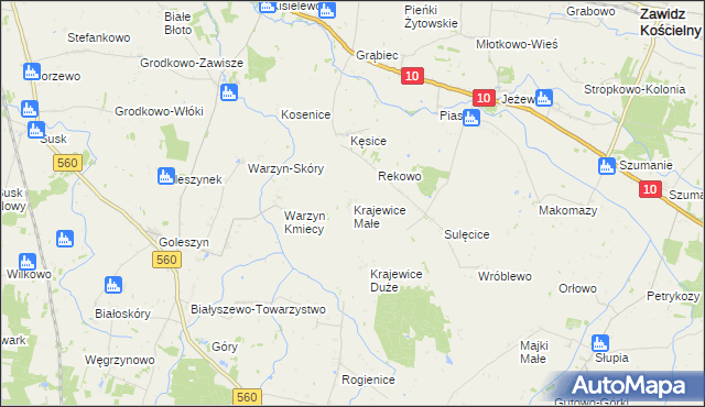 mapa Krajewice Małe, Krajewice Małe na mapie Targeo