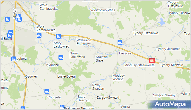 mapa Krajewo Białe, Krajewo Białe na mapie Targeo