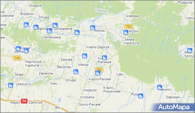 mapa Krajno Pierwsze, Krajno Pierwsze na mapie Targeo