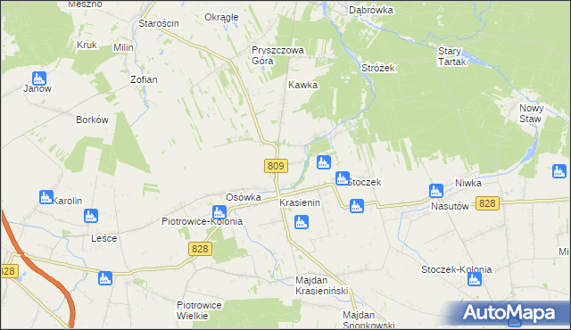 mapa Krasienin-Kolonia, Krasienin-Kolonia na mapie Targeo