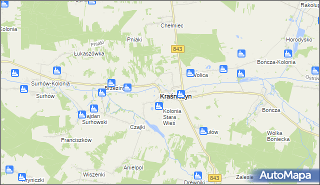 mapa Kraśniczyn, Kraśniczyn na mapie Targeo