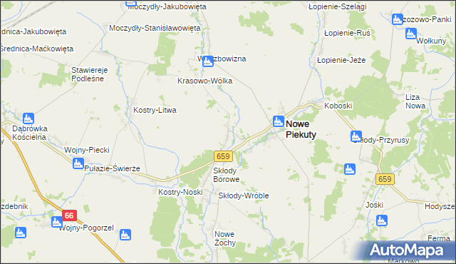 mapa Krasowo-Częstki, Krasowo-Częstki na mapie Targeo