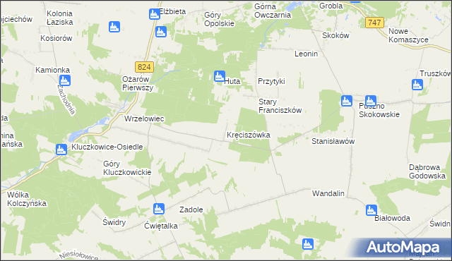 mapa Kręciszówka, Kręciszówka na mapie Targeo