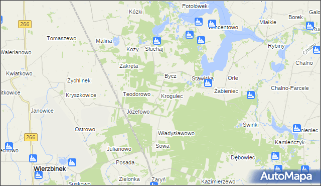 mapa Krogulec gmina Piotrków Kujawski, Krogulec gmina Piotrków Kujawski na mapie Targeo