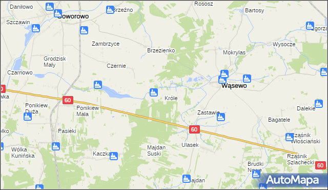 mapa Króle gmina Wąsewo, Króle gmina Wąsewo na mapie Targeo