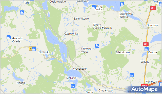 mapa Królowa Wola gmina Stare Juchy, Królowa Wola gmina Stare Juchy na mapie Targeo