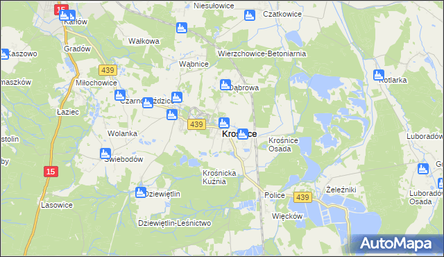 mapa Krośnice powiat milicki, Krośnice powiat milicki na mapie Targeo