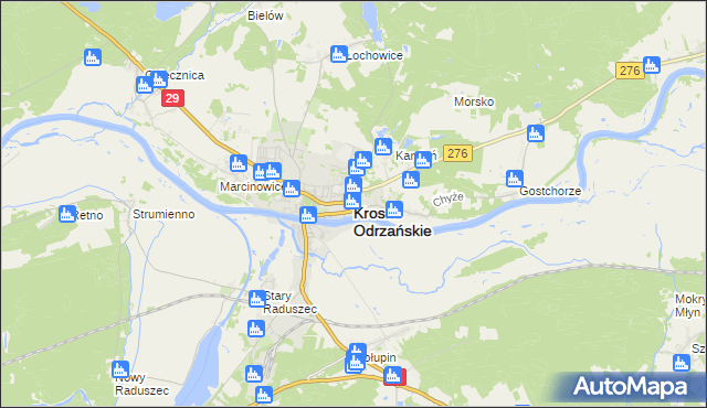 mapa Krosno Odrzańskie, Krosno Odrzańskie na mapie Targeo