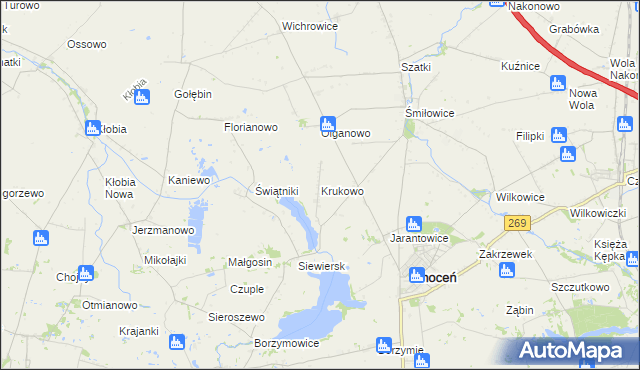 mapa Krukowo gmina Choceń, Krukowo gmina Choceń na mapie Targeo