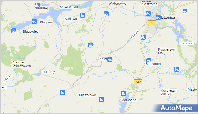 mapa Kruszki gmina Łobżenica, Kruszki gmina Łobżenica na mapie Targeo