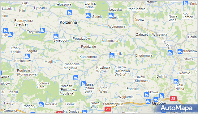 mapa Krużlowa Niżna, Krużlowa Niżna na mapie Targeo