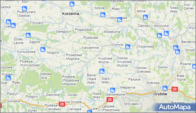 mapa Krużlowa Wyżna, Krużlowa Wyżna na mapie Targeo