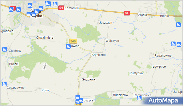 mapa Kryniczno gmina Środa Śląska, Kryniczno gmina Środa Śląska na mapie Targeo