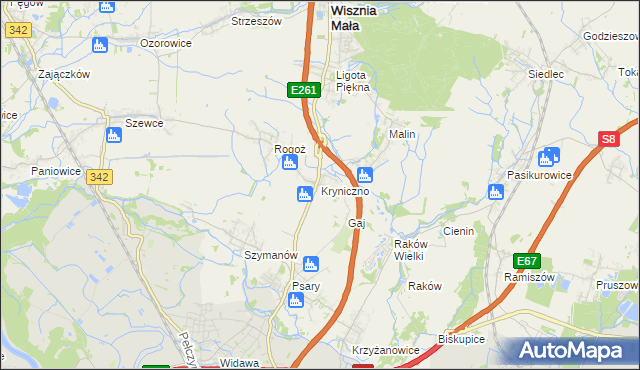 mapa Kryniczno gmina Wisznia Mała, Kryniczno gmina Wisznia Mała na mapie Targeo