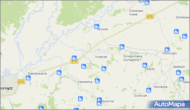 mapa Krzecze, Krzecze na mapie Targeo